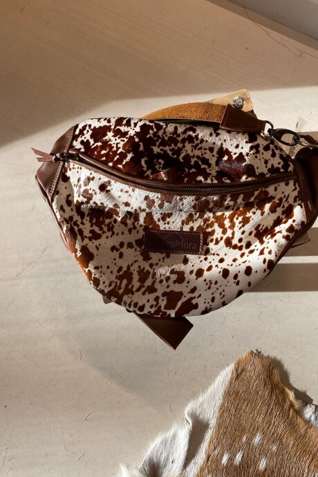 Leather Fanny Pack XL Print Chocolate