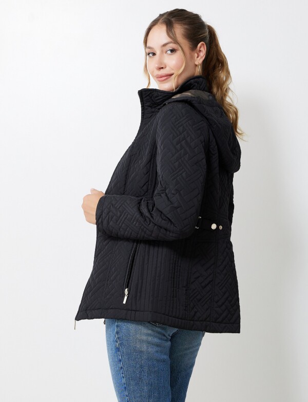 Campera Capitoneada Capucha NEGRO