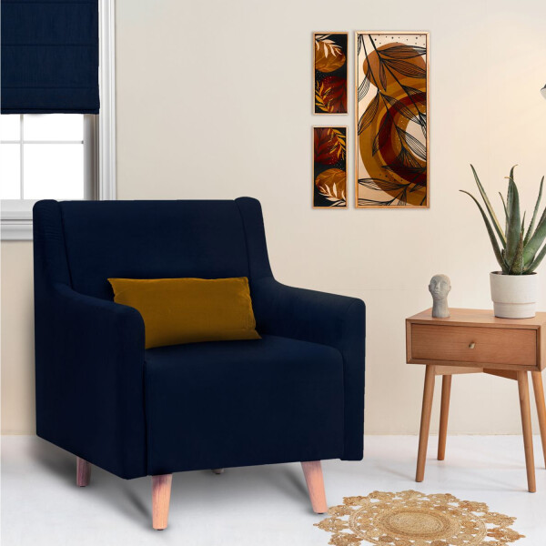 Butaca Sillon Poltrona Durham Tejido Patas Madera AZUL