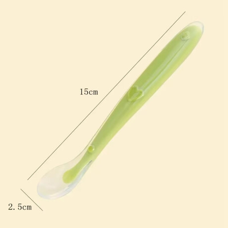 Cuchara en Silicona Cubierto para Comida de Bebés y Niños Verde Manzana