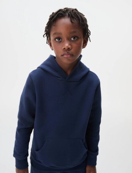 BUZO BÁSICO INFANTIL CON CAPUCHA AZUL
