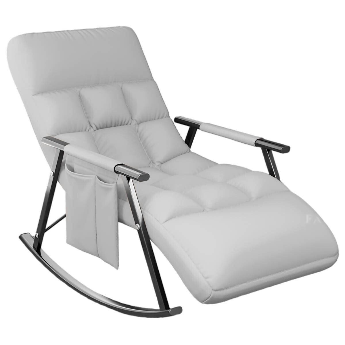 Sillón Reposera Mecedora Respaldo Ajustable Bolsillo - Gris 