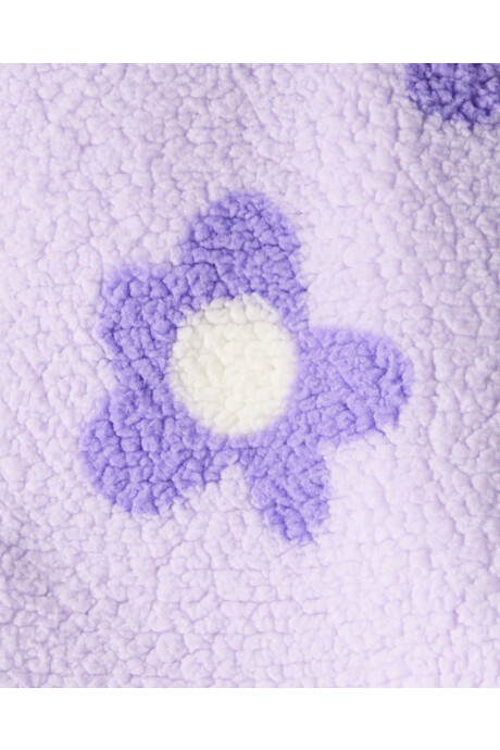Buzo polar, cierre un cuarto, diseño floral Sin color