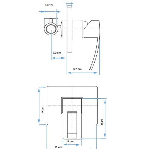 Griferia De Ducha De Empotrar Linea Siena Aqualia Monocomando S/Transferencia Cromo CROMO