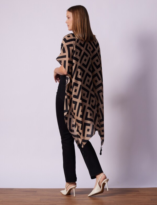 Kimono Printed NEGRO/BEIGE