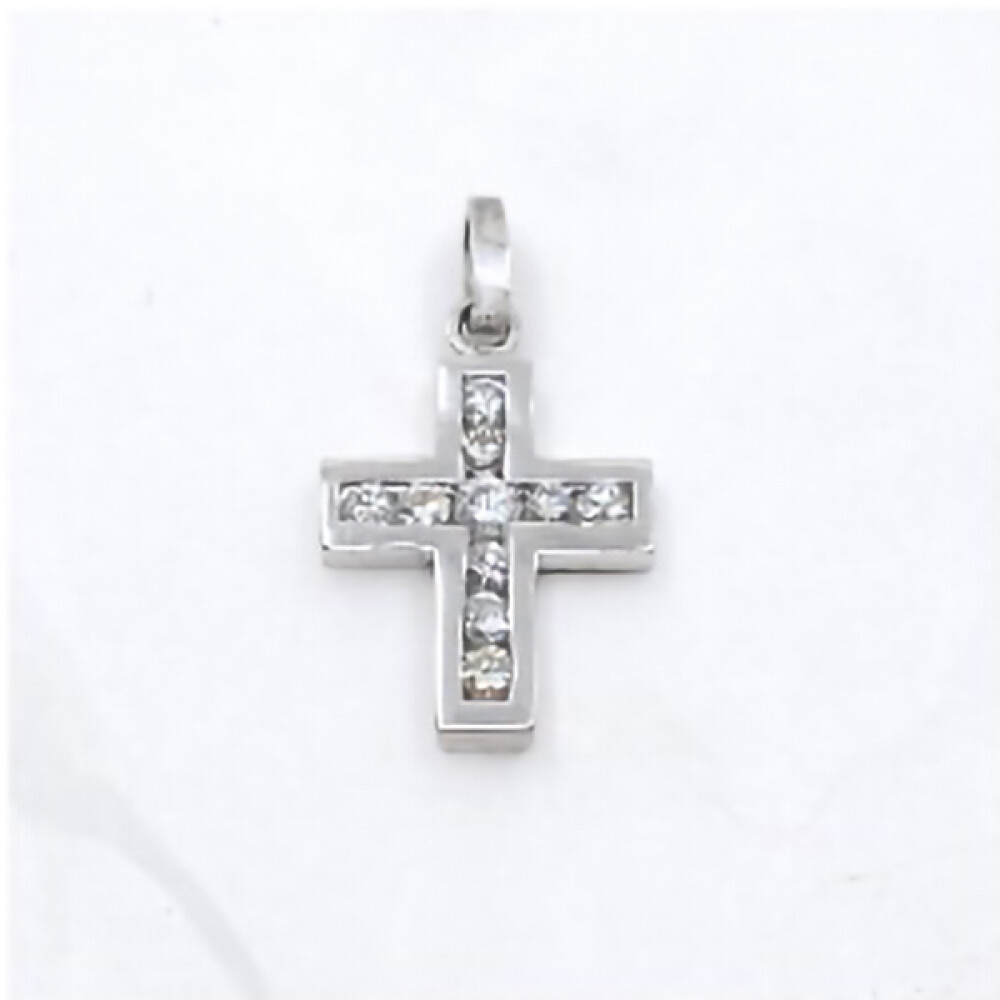Cruz En Oro 18K Blanco Y Brillantes Cruz En Oro 18K Blanco Y Brillantes