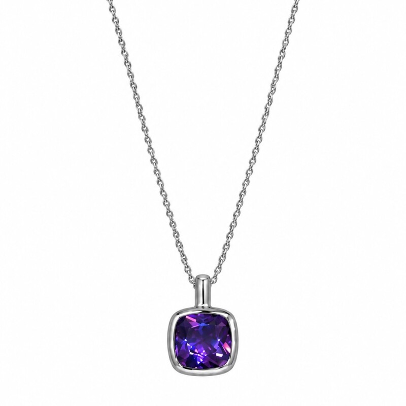 Cadena con colgante talla carre piedra lila Cadena con colgante talla carre piedra lila