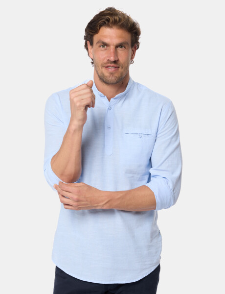 CAMISA DE LINO CUELLO MAO Azul