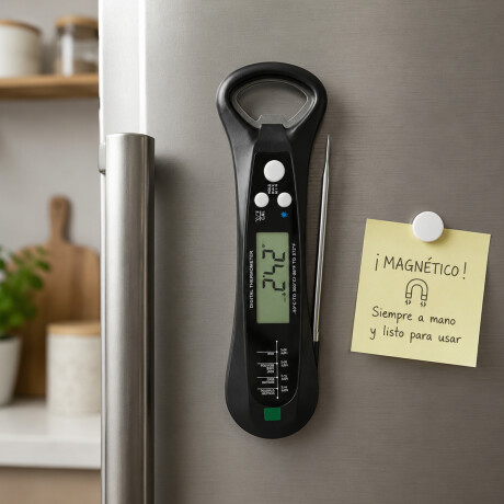 Termómetro digital de cocina magnético y con destapador Negro