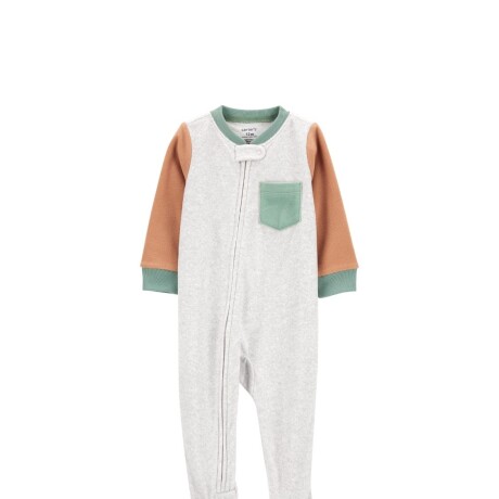 Pijama Carters 1 Pieza con Pie Colorblock Micropolar BLANCO-MARRON-VERDE