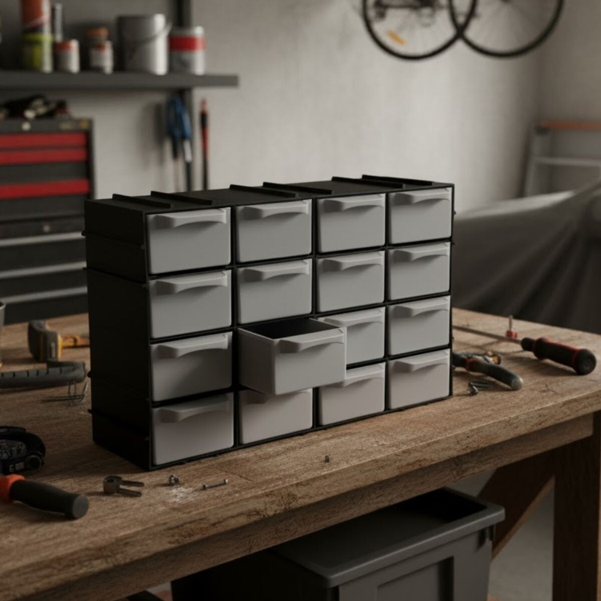 Gavetero organizador de plástico 16 cajones - NEGRO 