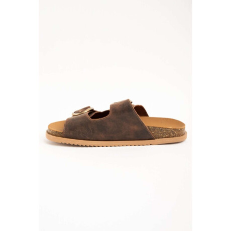Sandalias De Doble Hebilla Chocolate