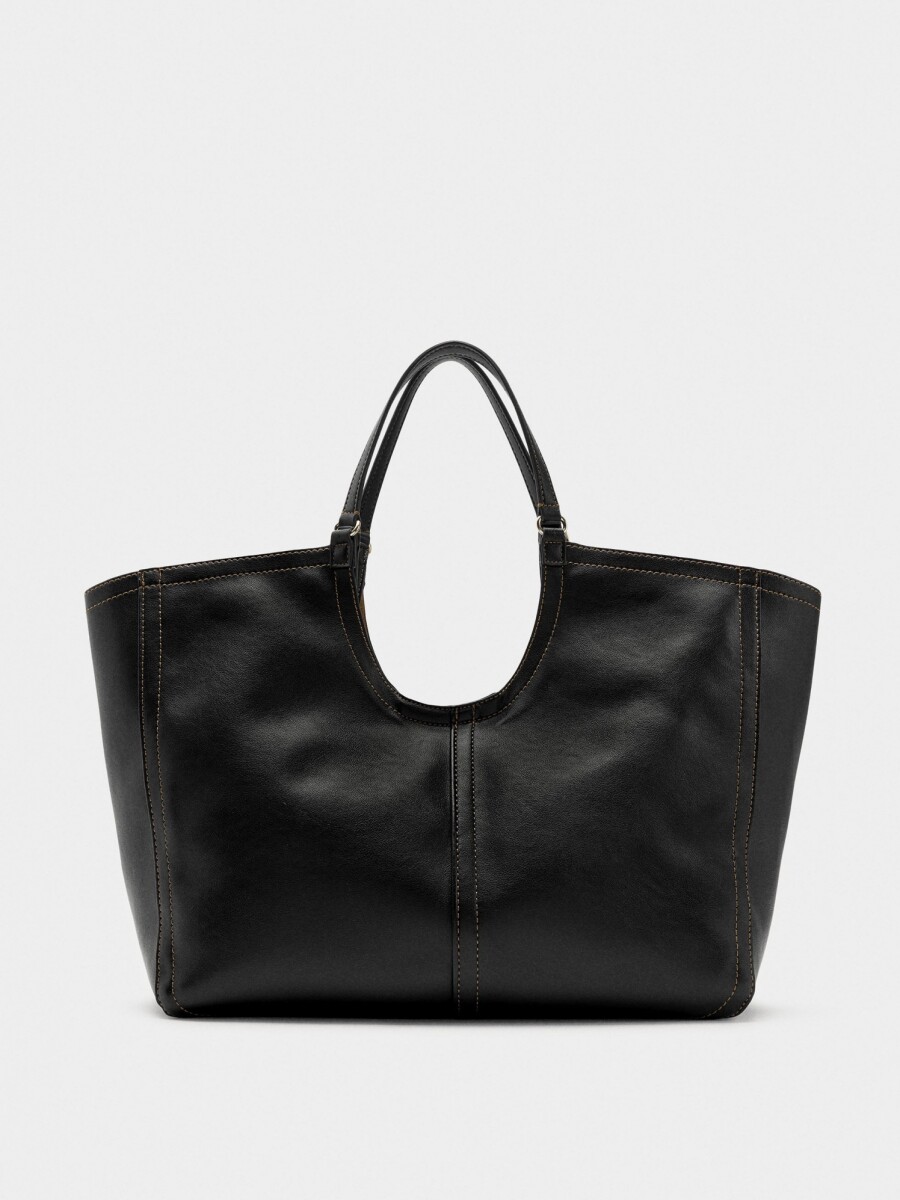 Bolso Shopper Liso Con Bolsa negro