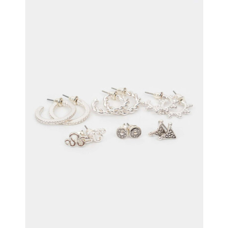 Set De Aros Bañados En Plata Plateado