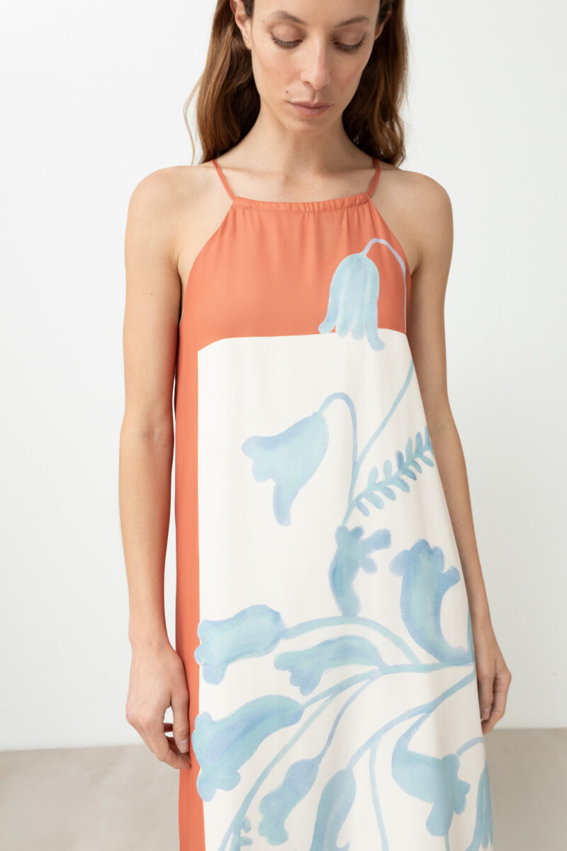 Vestido estampa jacaranda durazno