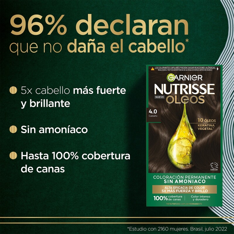 Tinta Garnier Nutrisse Oleos N°4.0 Castaño Tinta Garnier Nutrisse Oleos N°4.0 Castaño