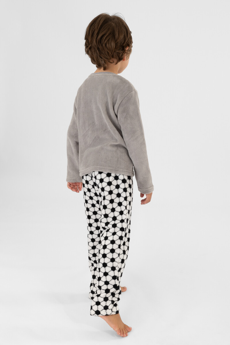 Pijama infantil coral fleece player Gris melange