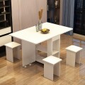 Mesa Plegable Giratoria Con 4 Bancos Blanco