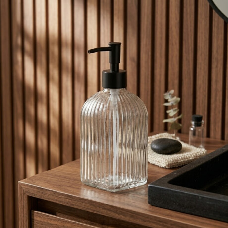 Dispensador de jabón de vidrio 490ml TRANSPARENTE