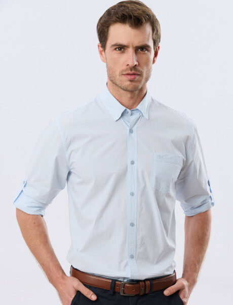 CAMISA LISA DE ALGODÓN Celeste