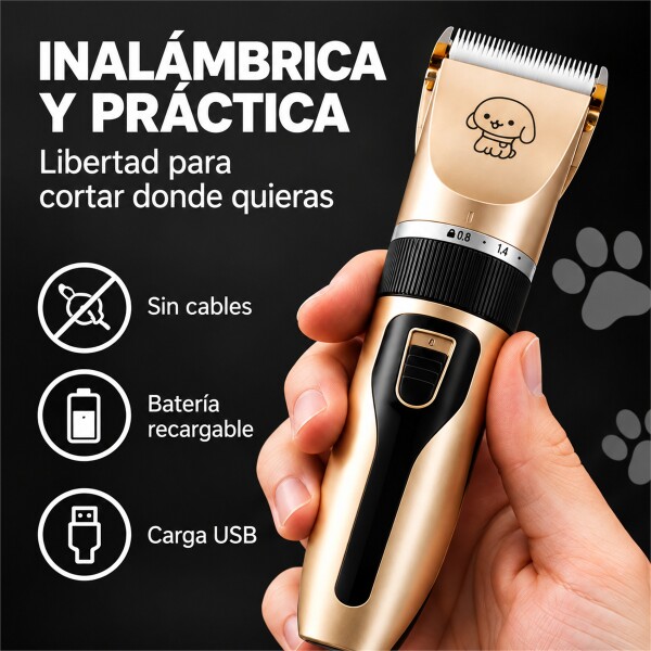 Máquina Corta Pelo Mascota USB-C Dorado