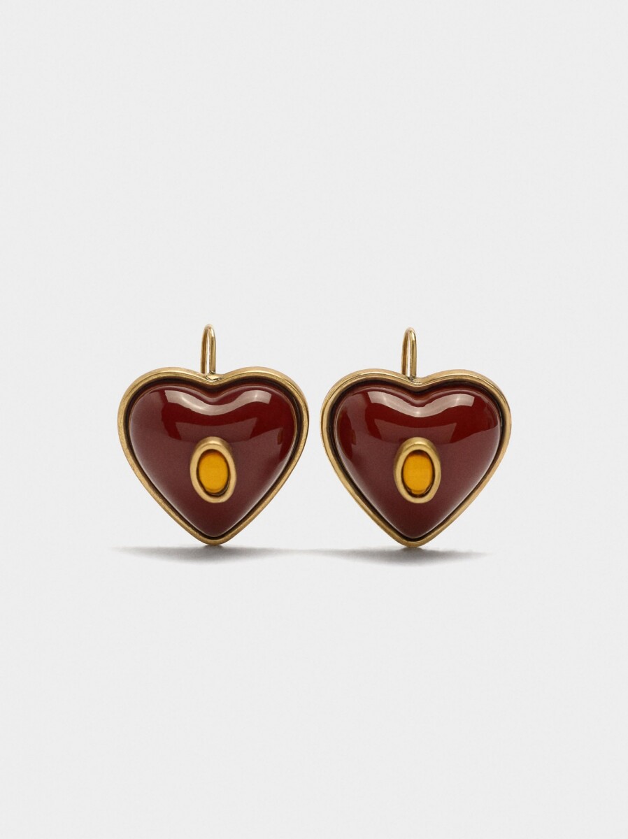 Pendientes De Corazones De Resina - marron 