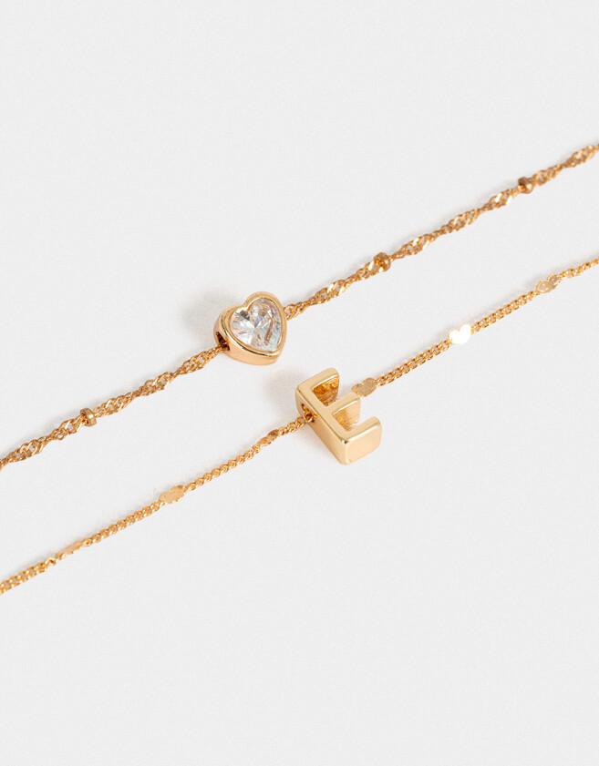 Collares Cortos Con cubic zirconia Collar Corto Cubic Inicial "e" - Dorado