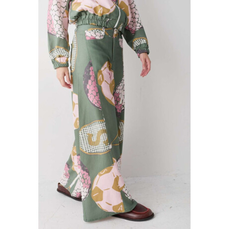 Pantalon Wide Xl Print Team Macros Verde