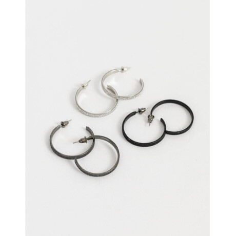 Set De Argollas Con Glitter Combinacion Tricolor