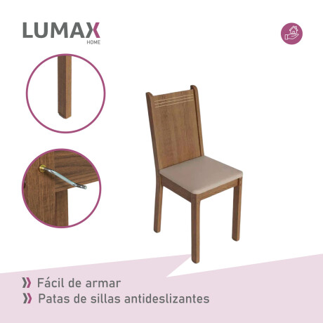 Juego de comedor con mesa redonda de vidrio y 4 sillas rústicas Beige