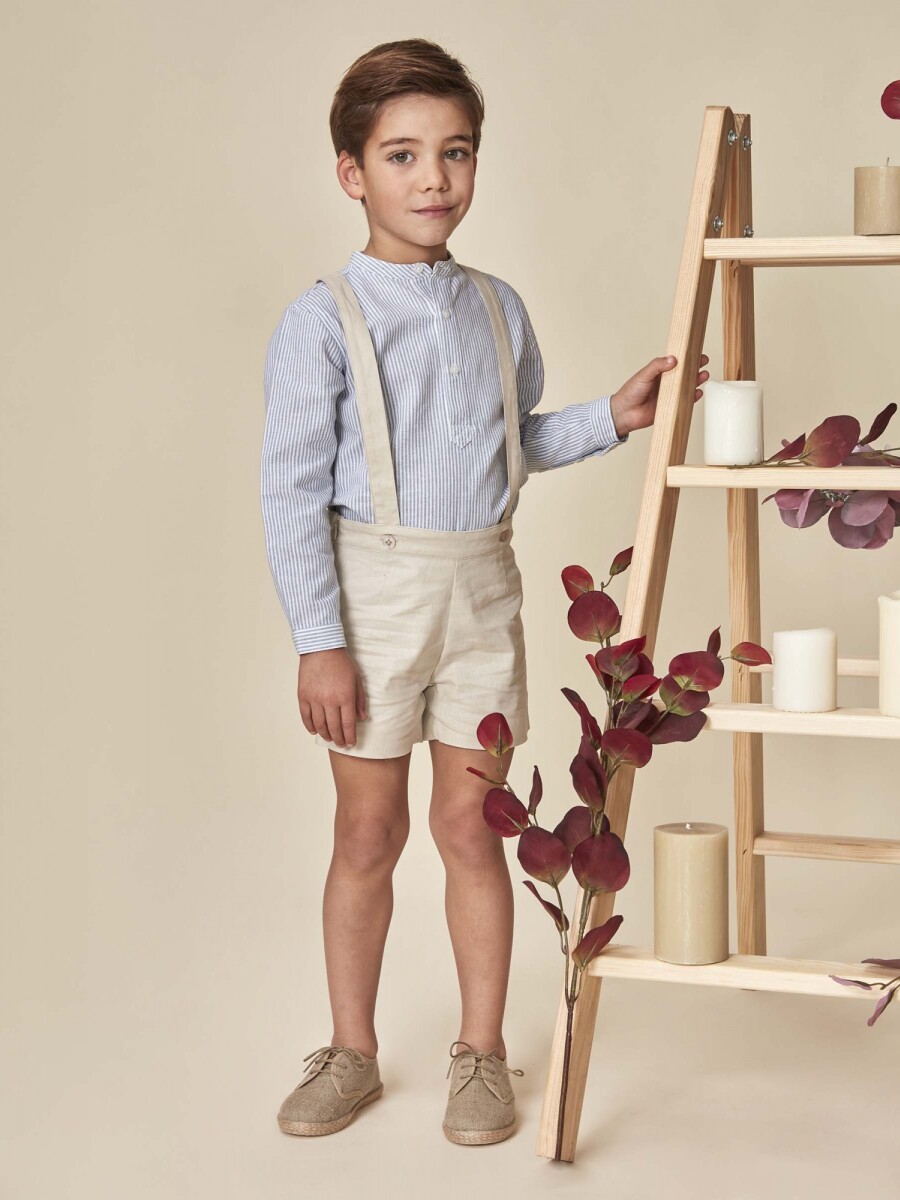 Pantalon Corto Con Tirantes Piedra