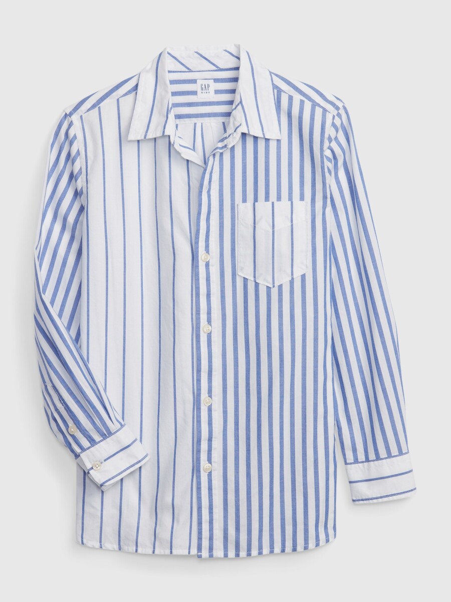 Camisa Poplin Niño - Sp Mar Blue Woven 