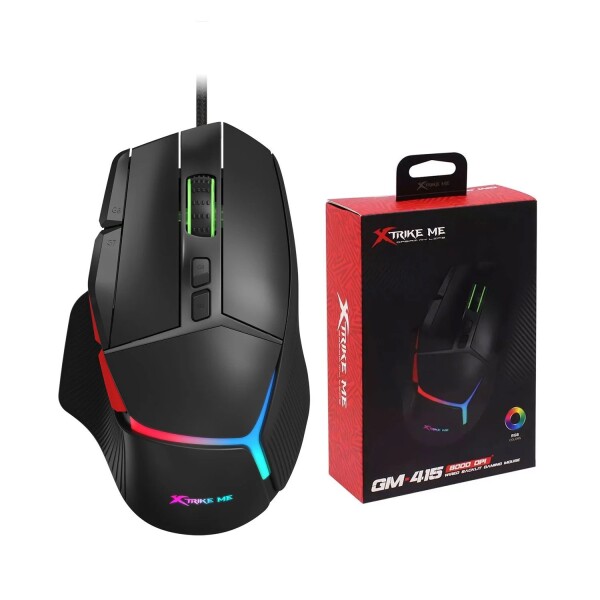 Mouse Gamer Xtrike Me De Juego Cableado USB Luz RGB 8000 DPI Variante Color Negro