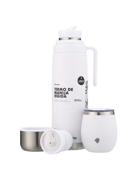 Termo Manija Rigida + Mate Acero Con tapa Blanco