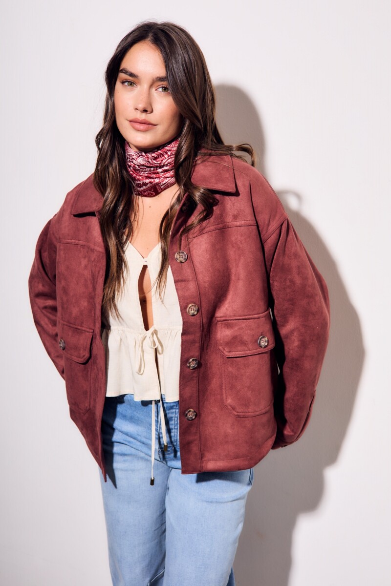 Sobrecamisa Gamuza Cuero Vegano - Bordeaux 