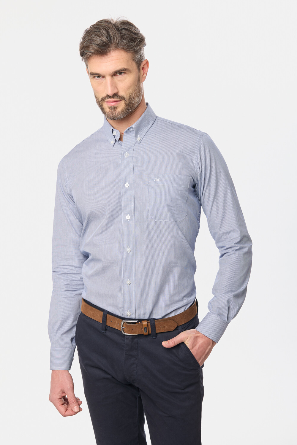 CAMISA SPORT A RAYAS Azul