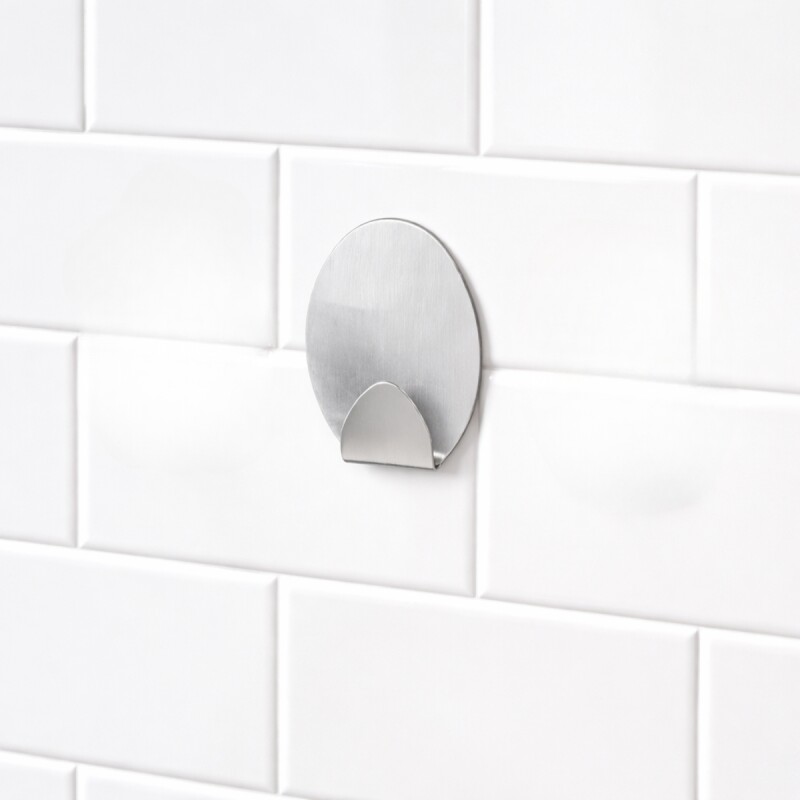 Gancho oval metálico G con adhesivo GRIS