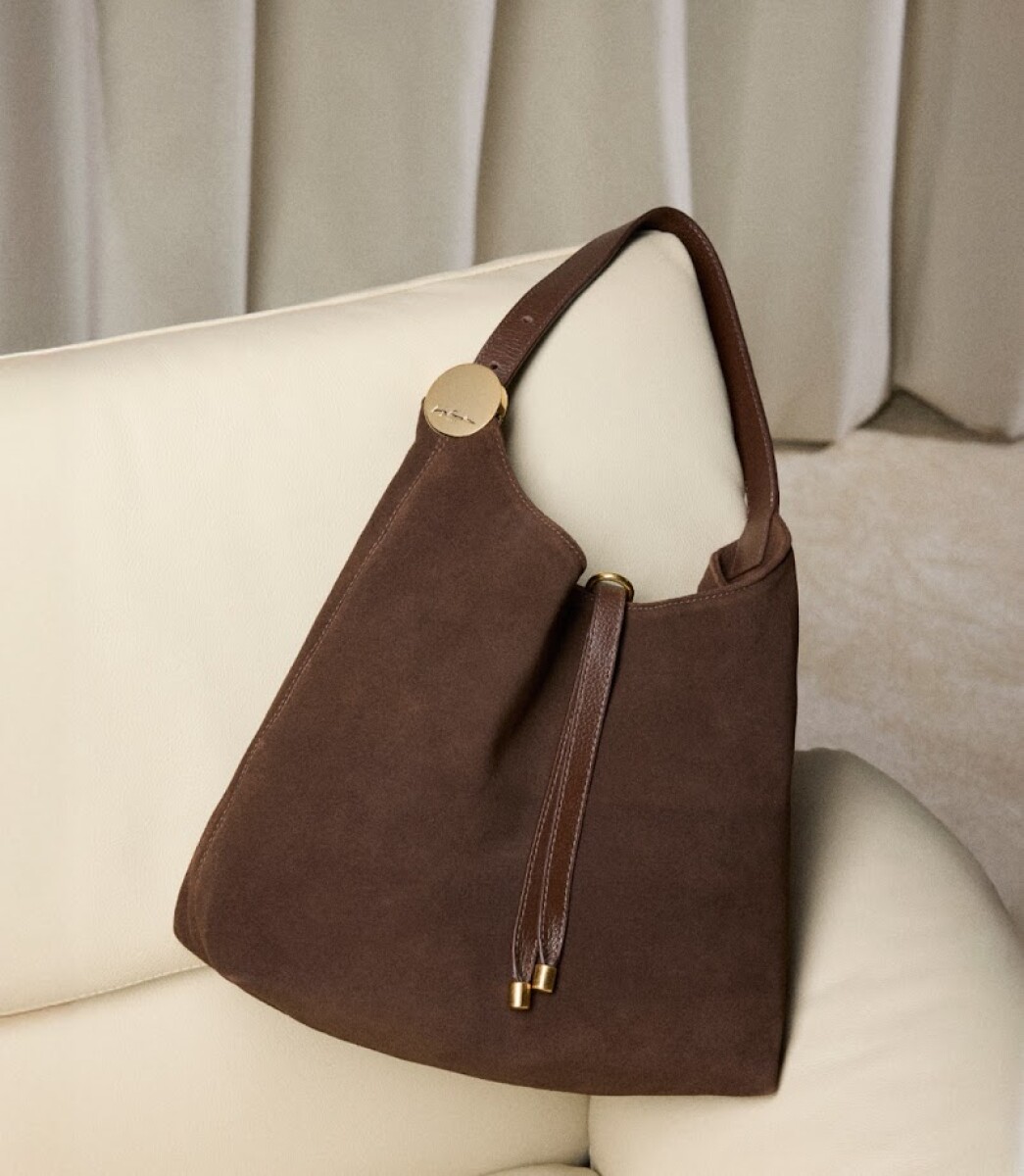 Cartera grande de gamuza Lina - Marrón 