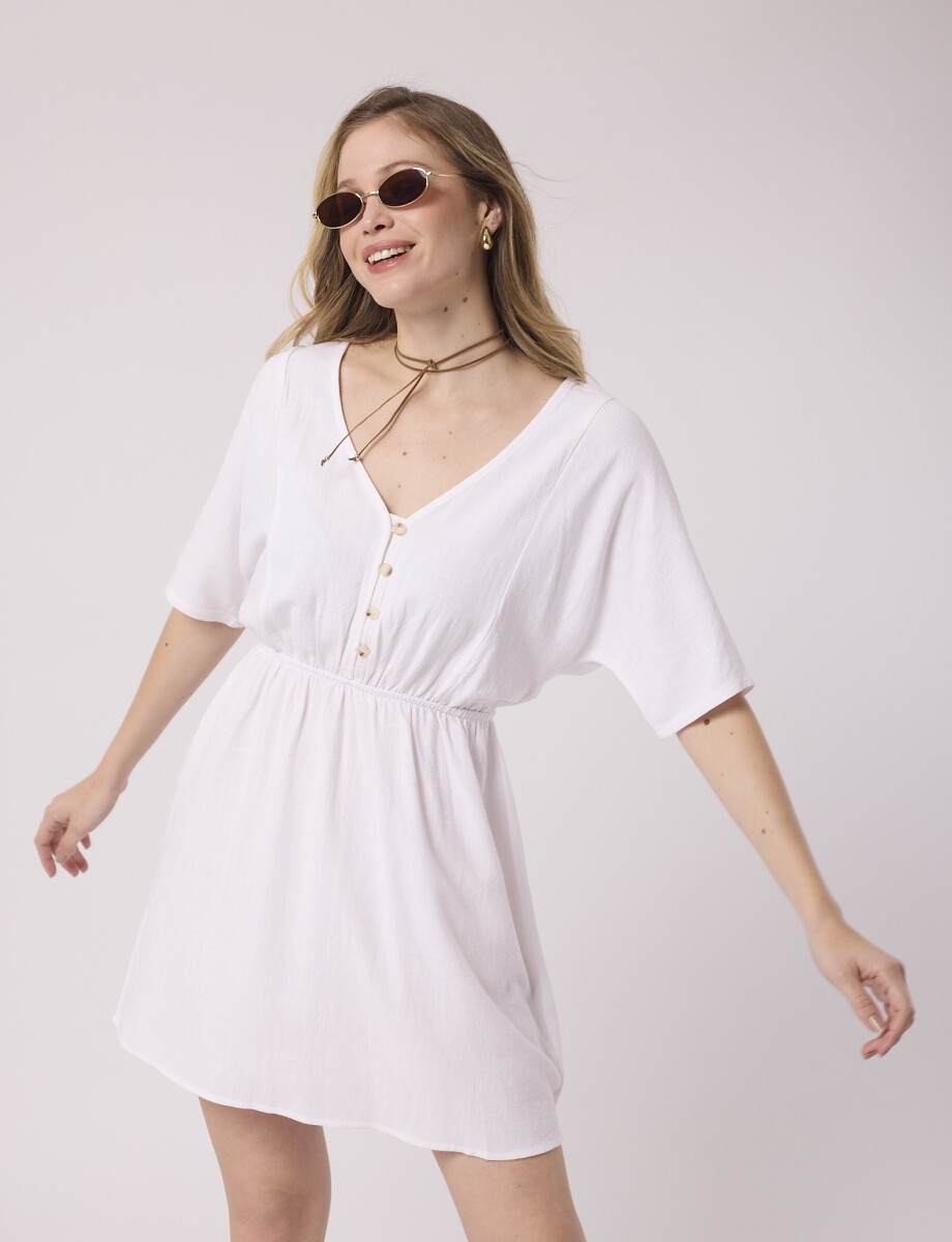 Vestido corto liso blanco
