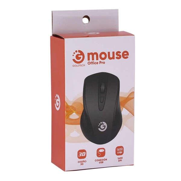 Mouse Goldtech M32 Ergonomico Cableado 1600 DPI Oficina Variante Color Negro