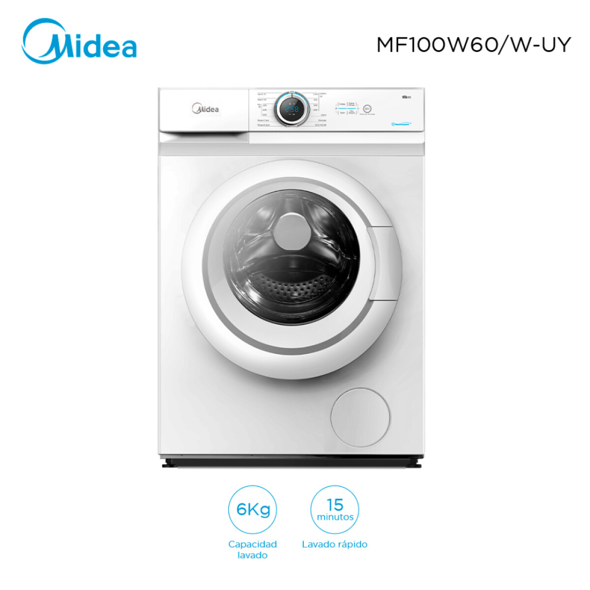 Lavarropas Carga Frontal 6Kg Midea MF100W60/W-UY 