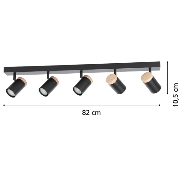Lámpara de pared o techo 5xGU10 negro CARTAGENA EG0598