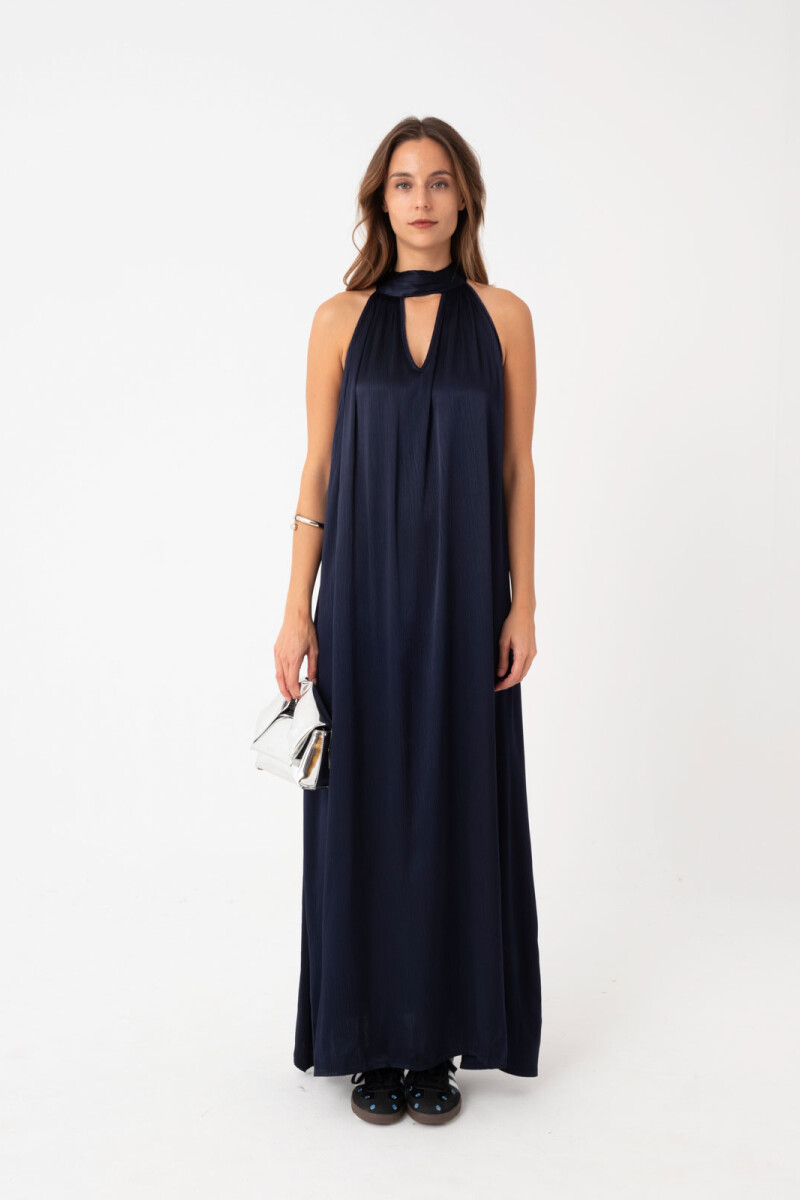 VESTIDO ARRUGADO Azul