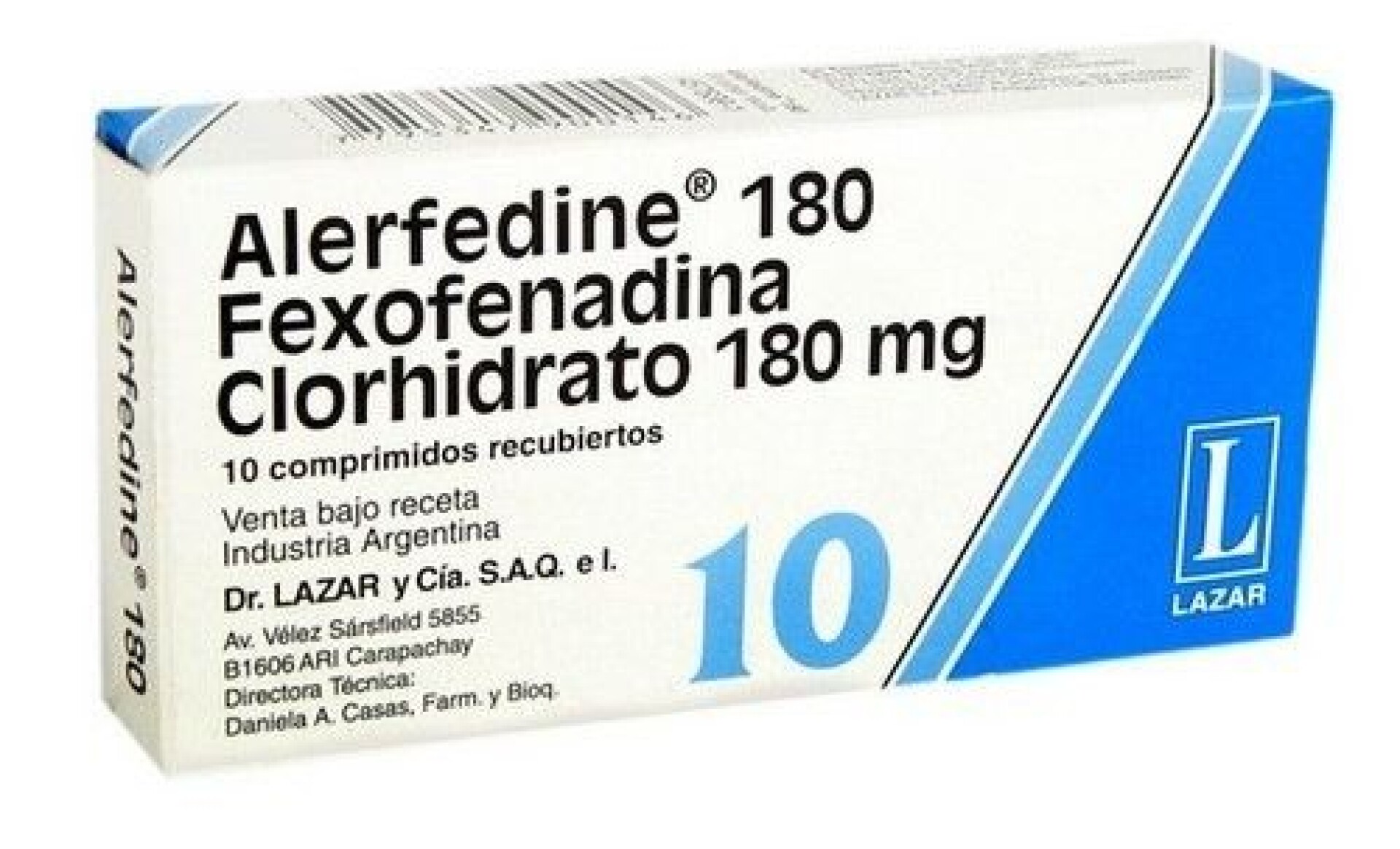 Alerfedine 180 mg x10 Comprimidos – Antihistamínico de Acción Prolongada