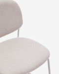 Silla apilable Meli de chenilla beige y patas de metal beige FSC Mix Credit chenilla beige y patas de metal beige