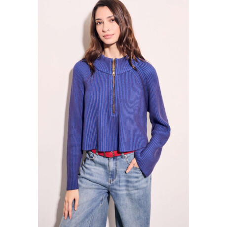 Sweater Algodón Cierre Azul