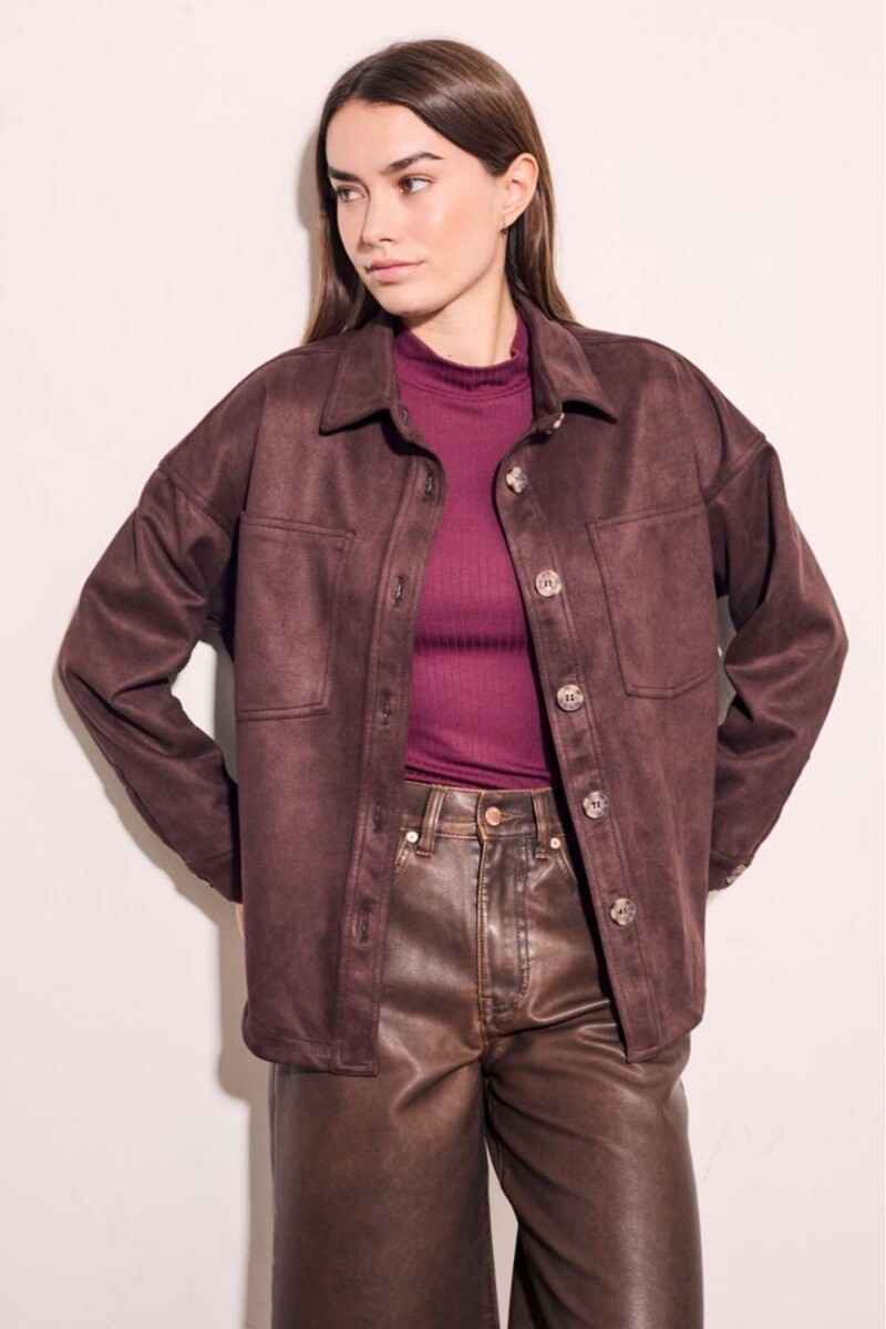 Sobrecamisa Gamuza Cuero Vegano - Marron 