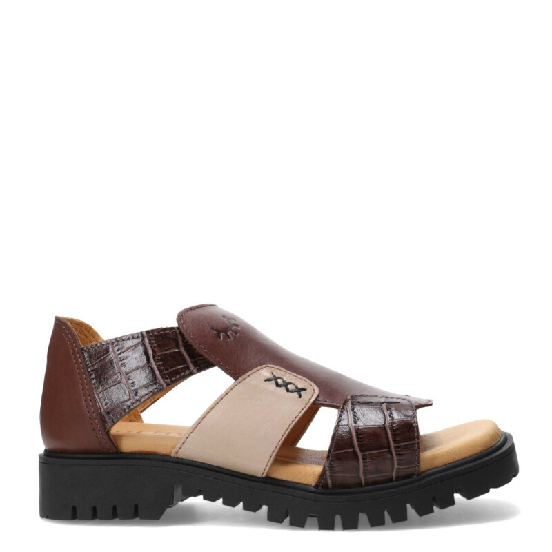 Sandalias de Mujer Furtiva Paola Combinada Marrón Tabaco - Marrón Chocolate - Beige