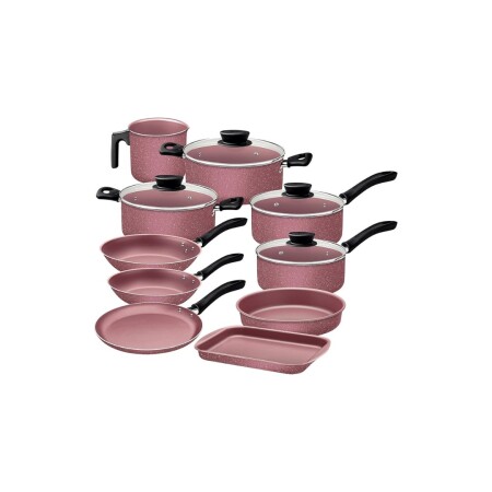 BATERIA DE COCINA TRAMONTINA LINZ 10 PIEZAS ROSA