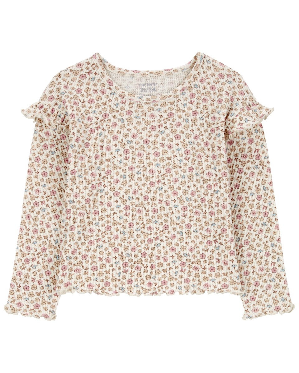 Blusa de algodón térmico, diseño floral 